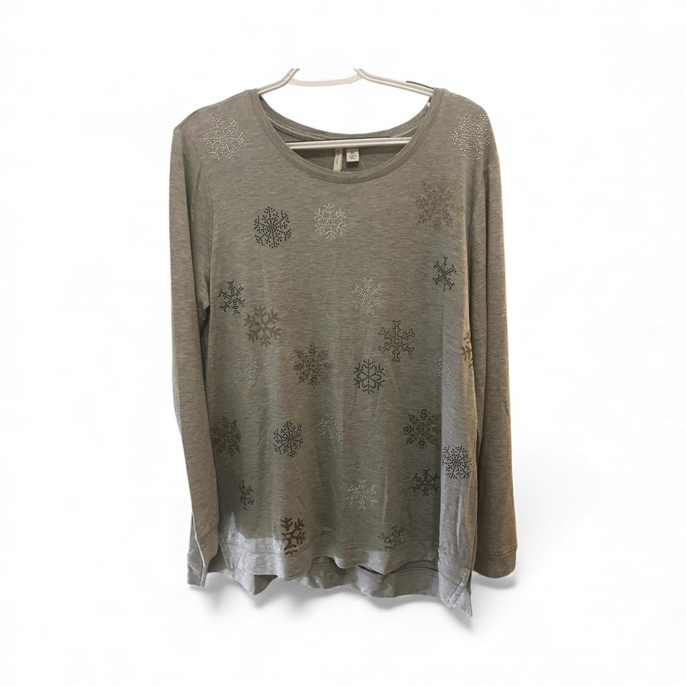 Cato Gray Snowflake Long‎ Sleeve Top